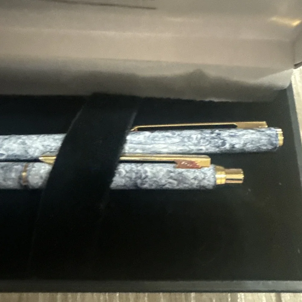 Pembrooke Vintage Ball Point Pen and Mechanical Pencil Set NIB NOS Gray‎ Marble
